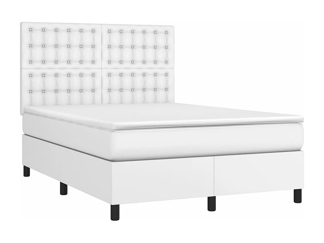 Sommier à lattes de lit avec matelas et LED Blanc 140x190
