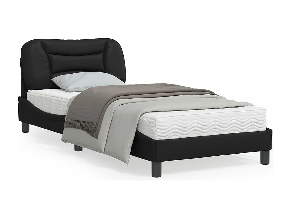 Cadre de lit avec tête de lit Noir 80x200 Similicuir