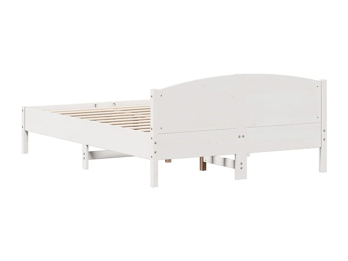 Cadre de lit avec tête de lit blanc 160x200 bois pin massif