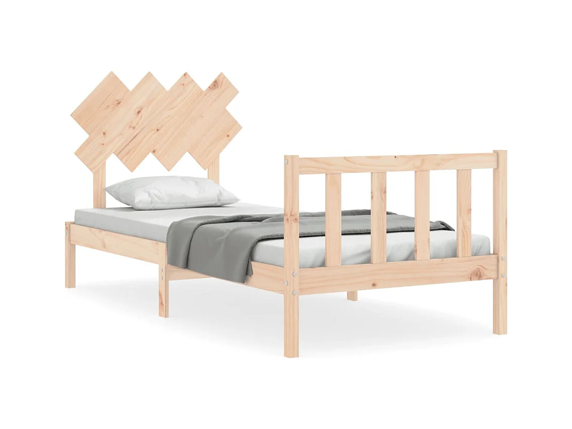 Cadre de lit avec tête de lit 90x200 bois massif