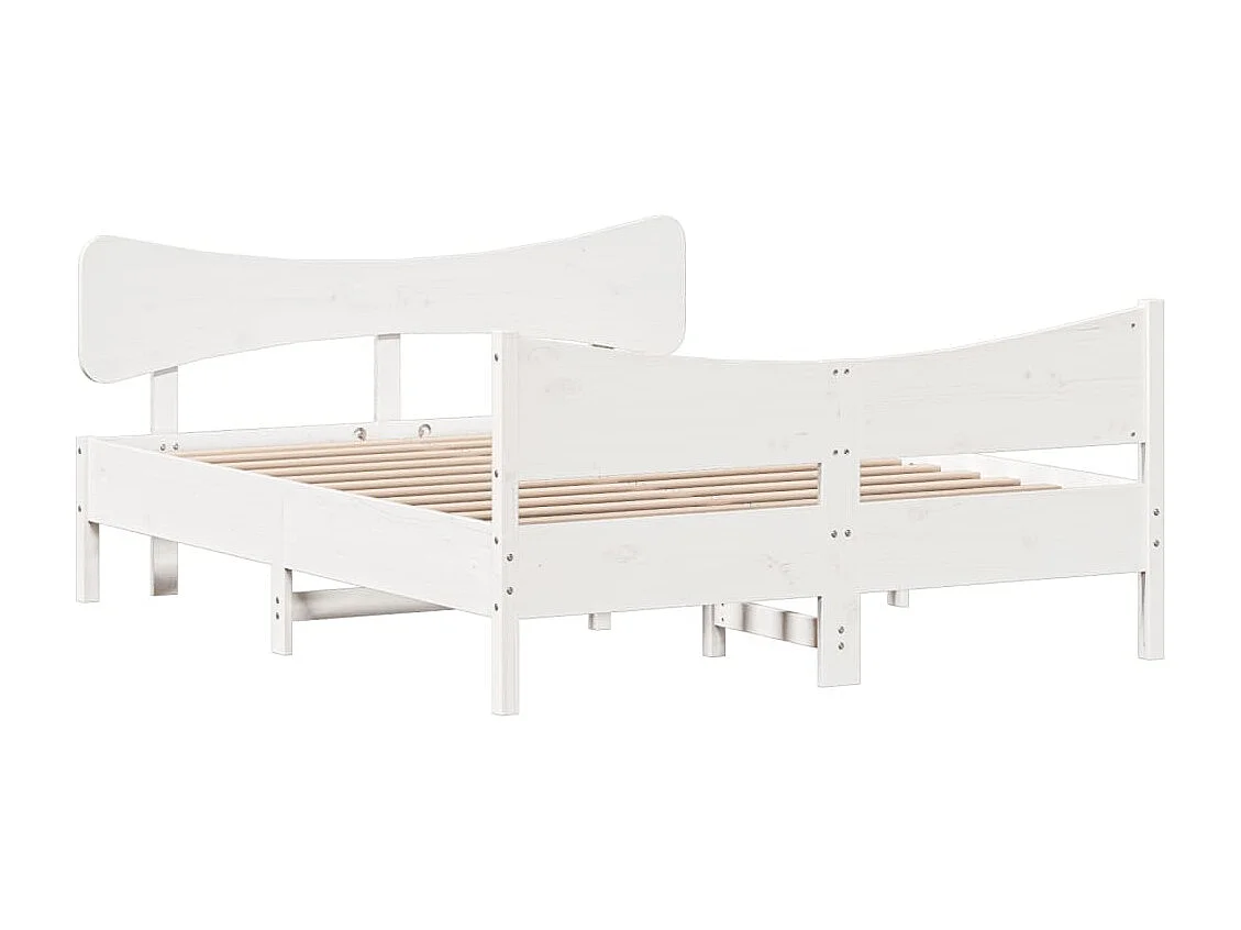 Cadre de lit et tête de lit blanc 140x190 bois de pin massif