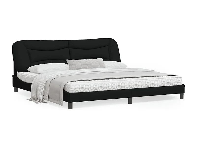 Cadre de lit avec lumières LED noir 200x200 tissu