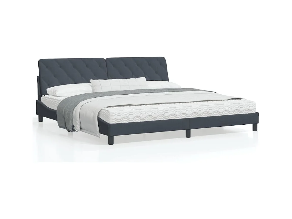 Cadre de lit avec tête de lit Gris foncé 200x200 Velours