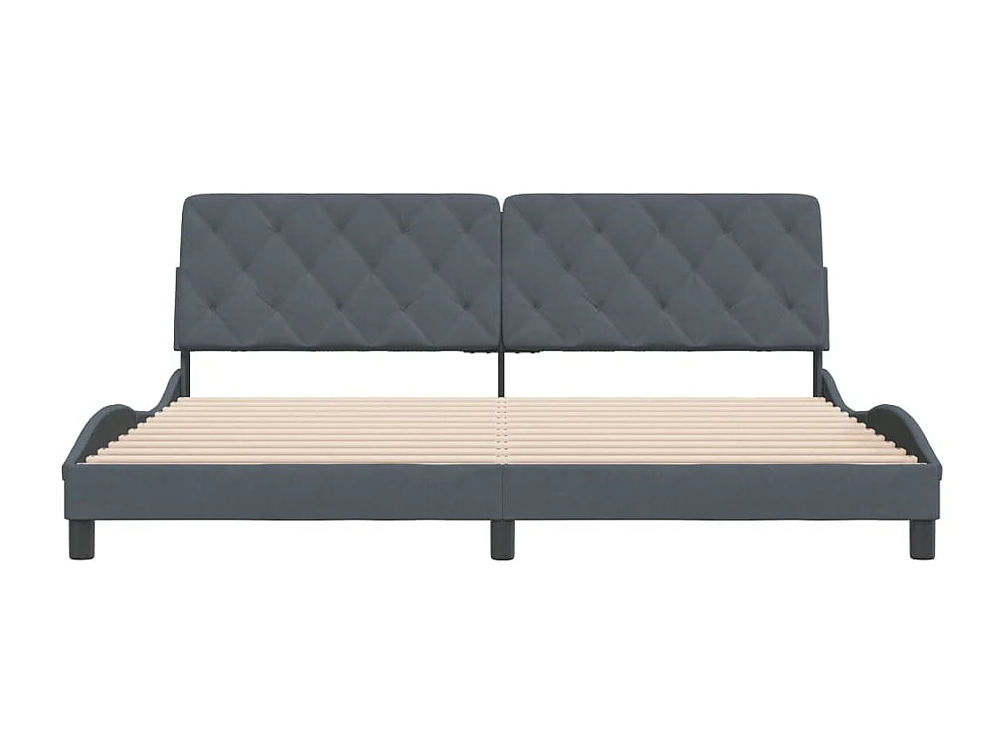 Cadre de lit avec tête de lit Gris foncé 200x200 Velours