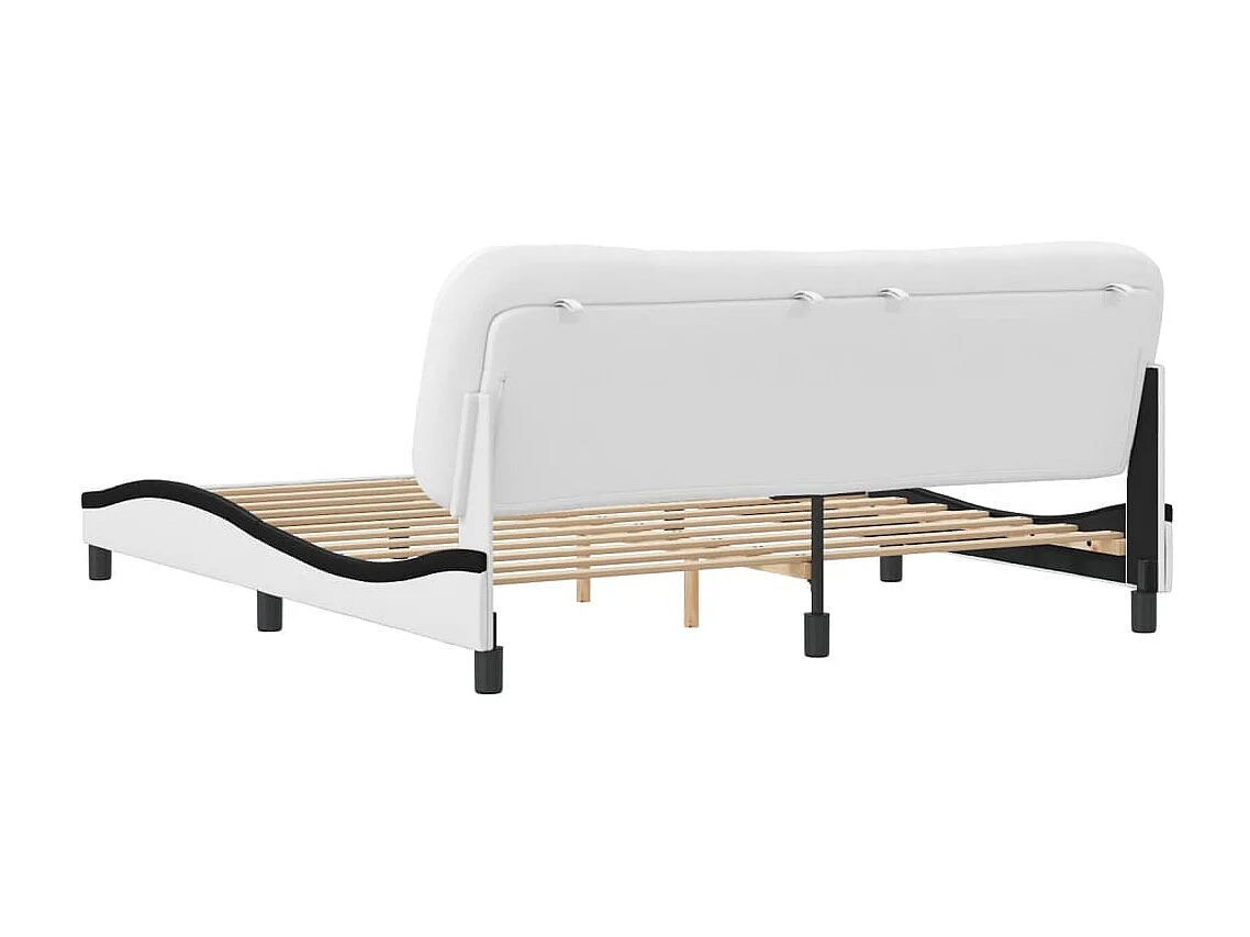 Cadre de lit et tête de lit blanc et noir 180x200 similicuir