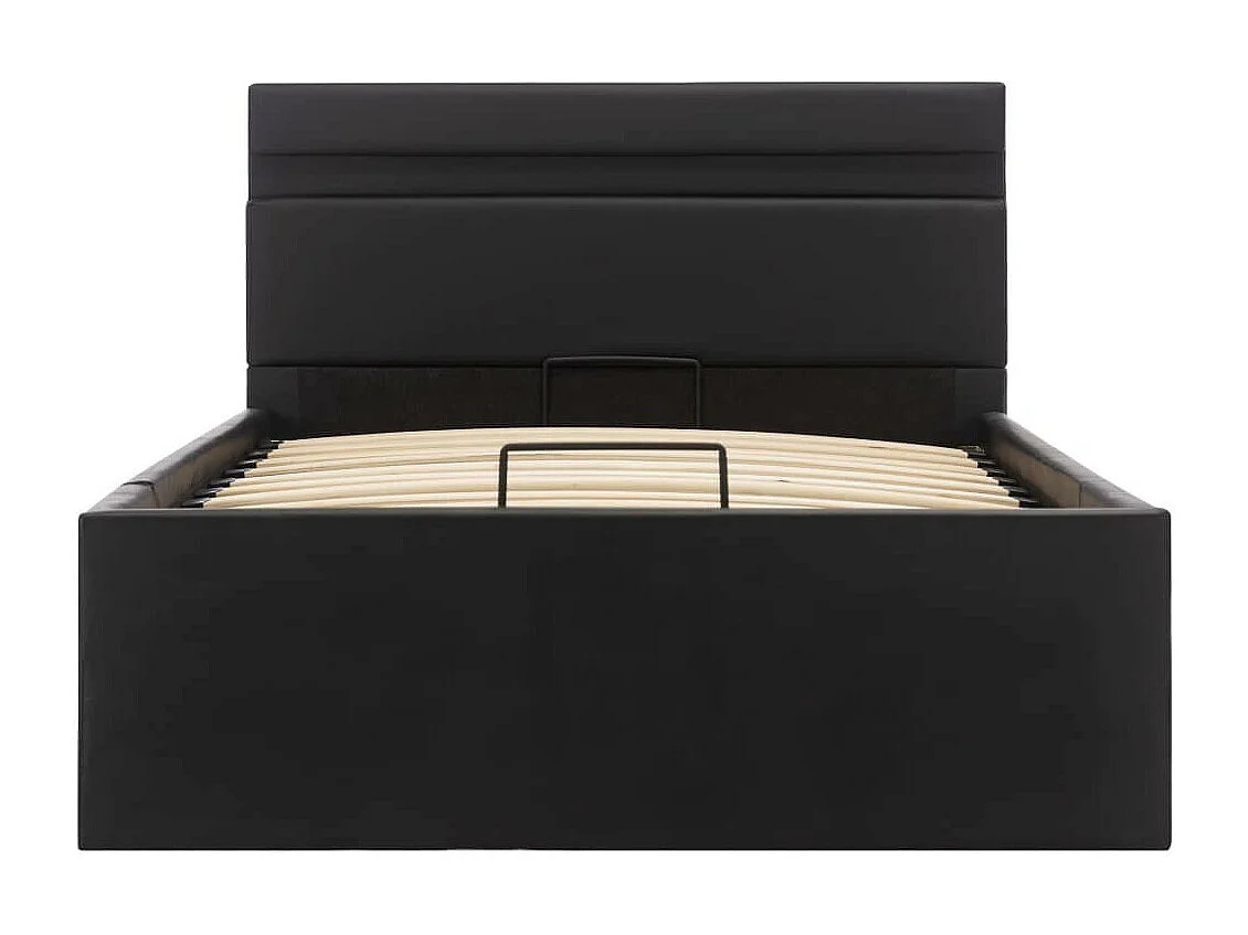 Lit à rangement avec LED Noir Similicuir 90x200