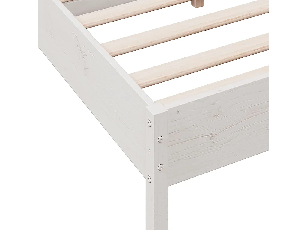 Cadre de lit et tête de lit blanc 140x190 bois de pin massif