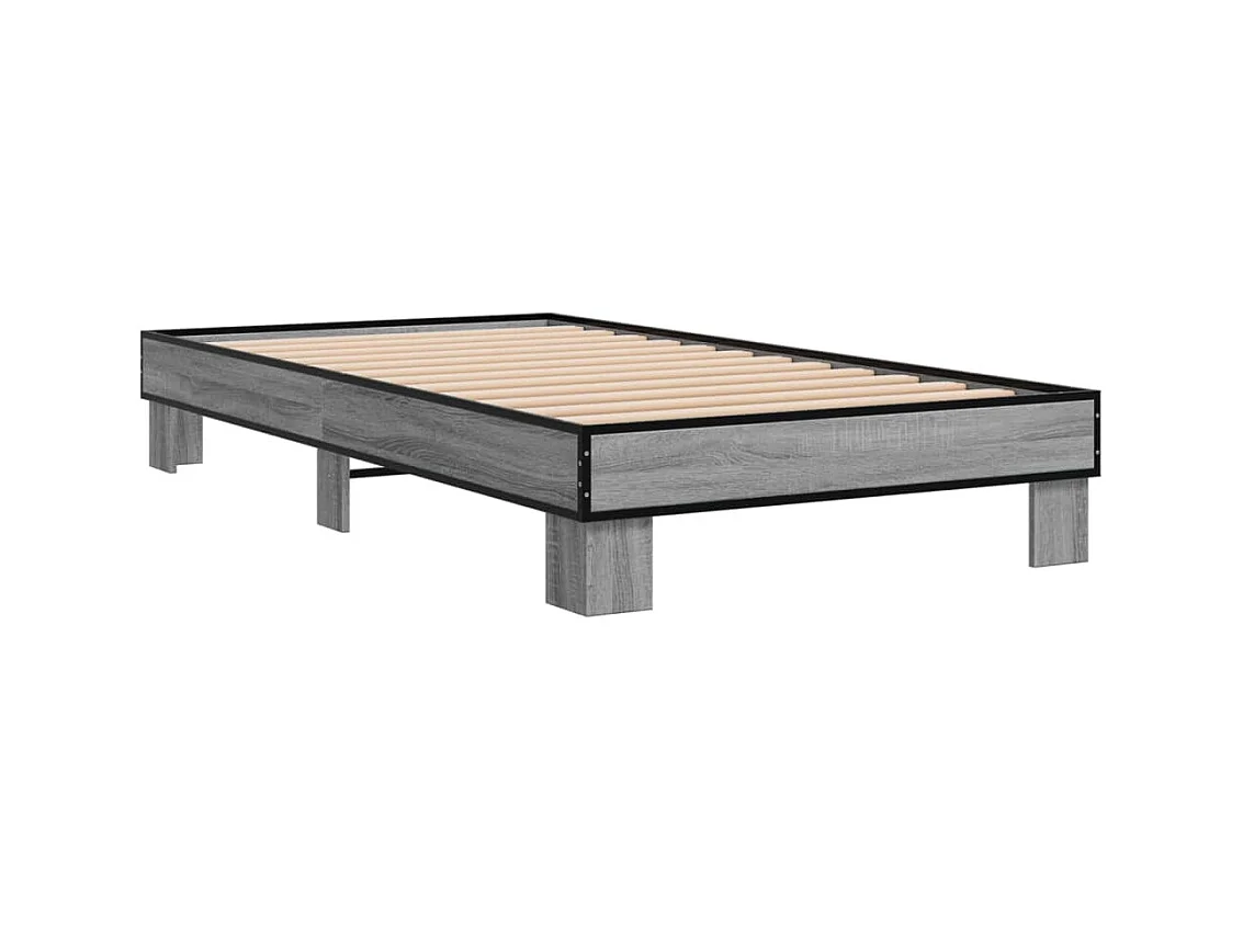 Cadre de lit sonoma gris 90x200 bois d'ingénierie et métal