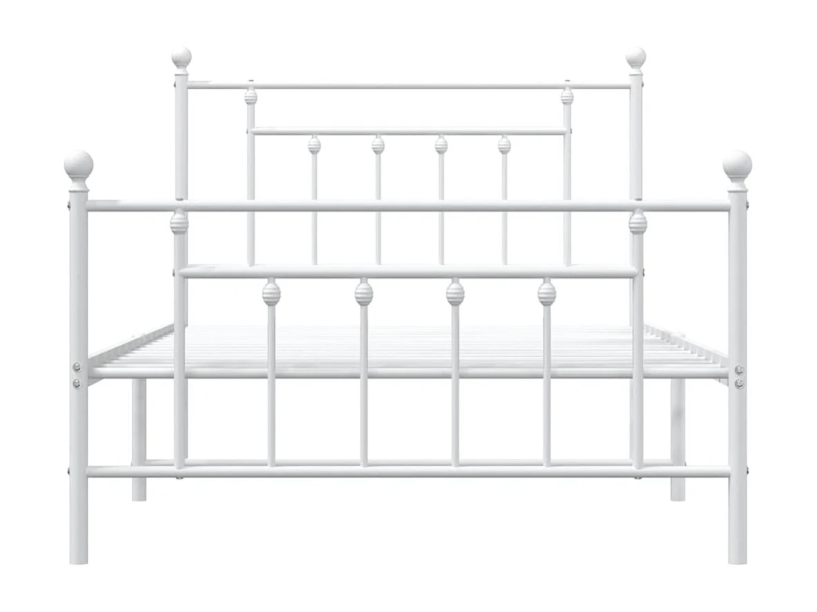 Cadre de lit métal avec tête de lit-pied de lit blanc 107x203