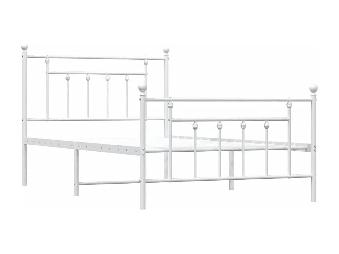 Cadre de lit métal avec tête de lit-pied de lit blanc 107x203