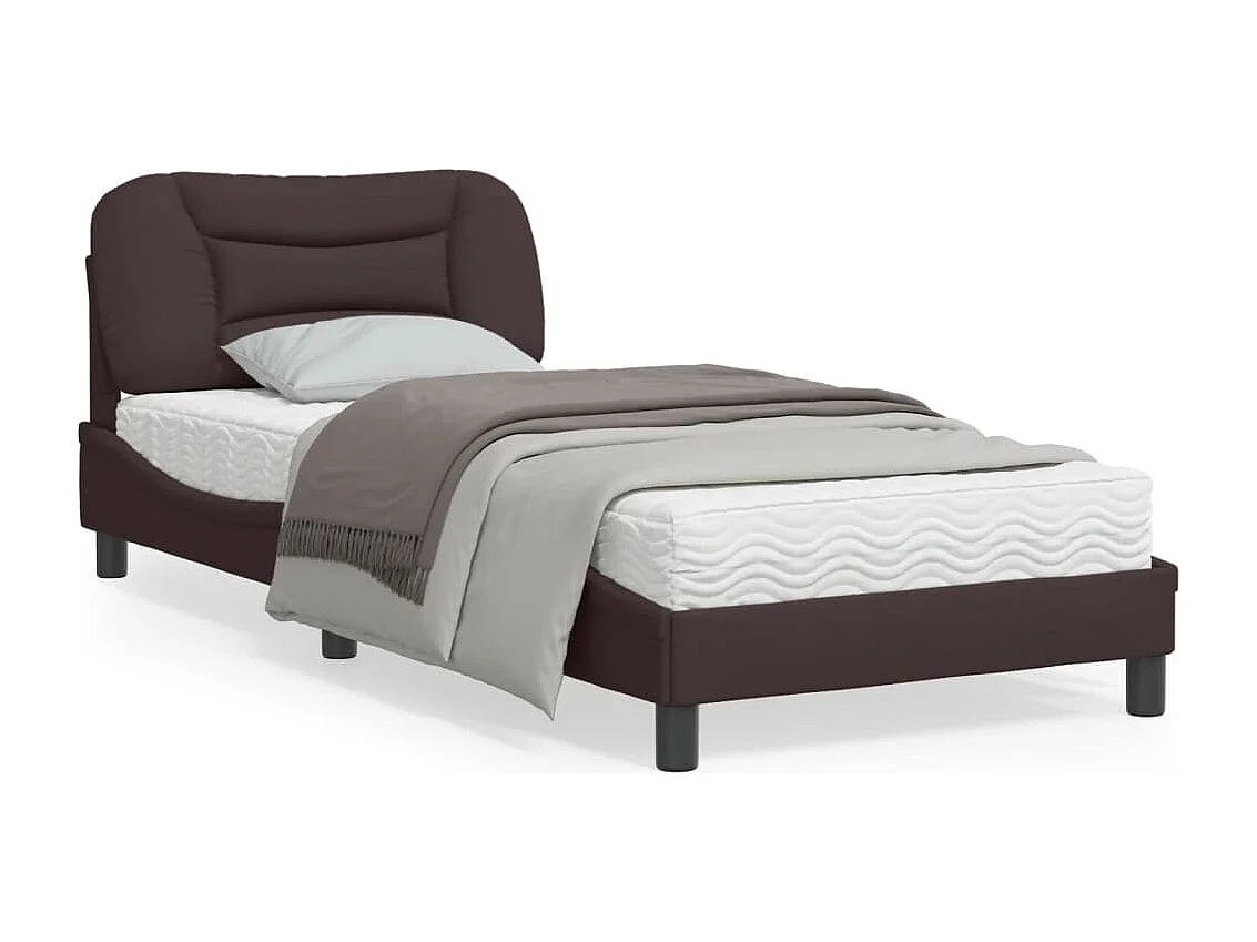 Cadre de lit avec lumières LED marron foncé 80x200 tissu