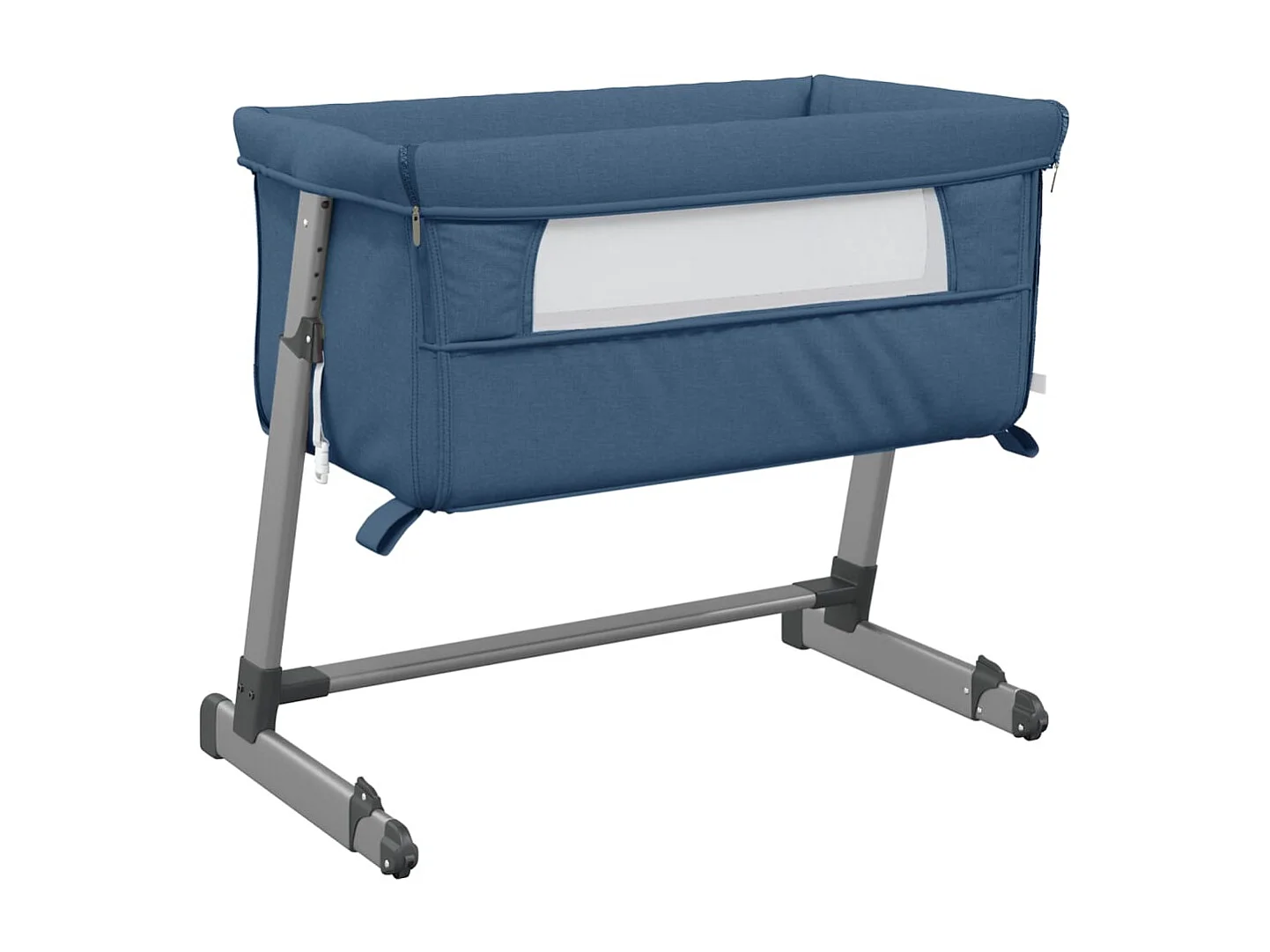 Lit pour bébé avec matelas Bleu marine Tissu de lin