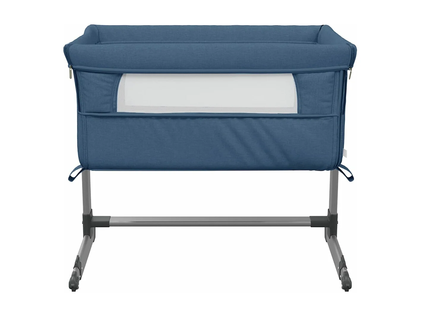 Lit pour bébé avec matelas Bleu marine Tissu de lin