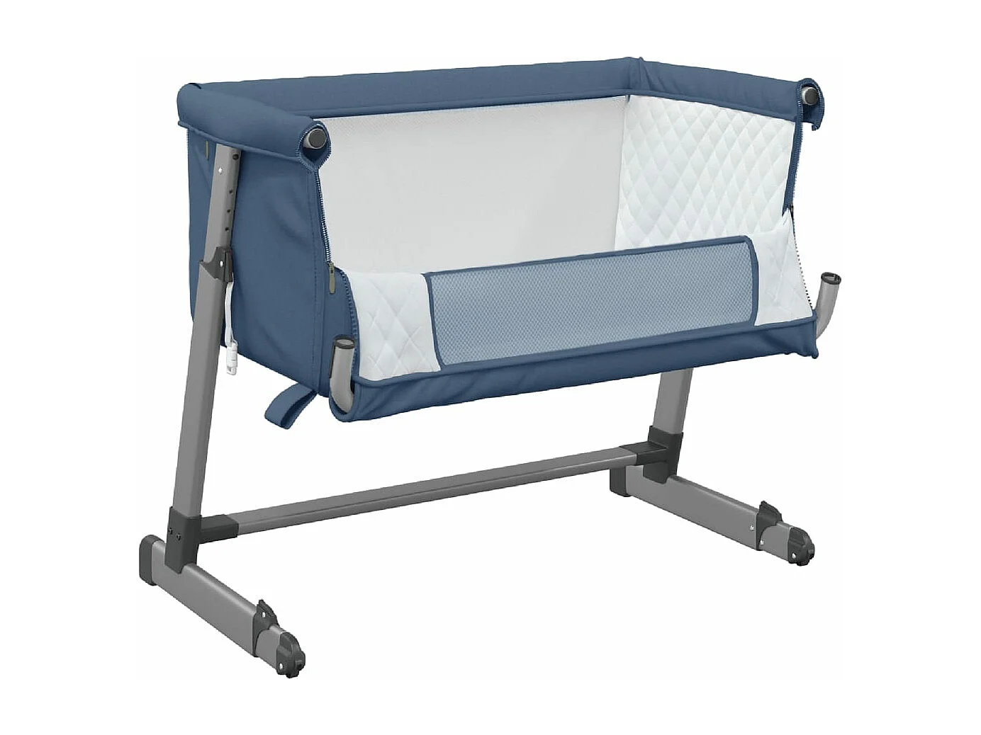 Lit pour bébé avec matelas Bleu marine Tissu de lin