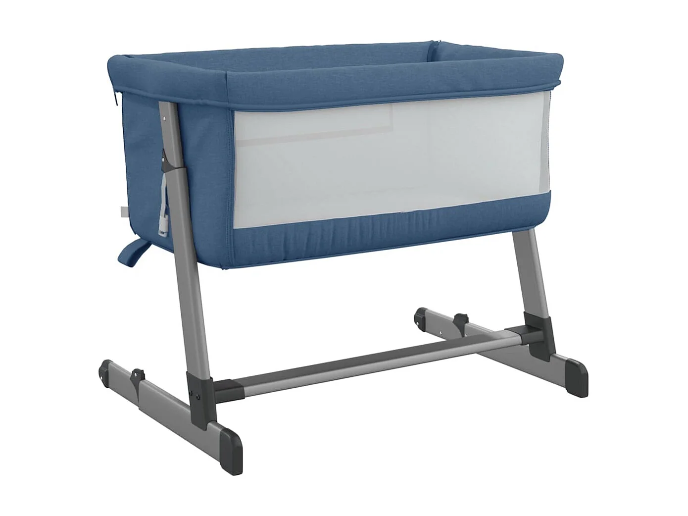 Lit pour bébé avec matelas Bleu marine Tissu de lin