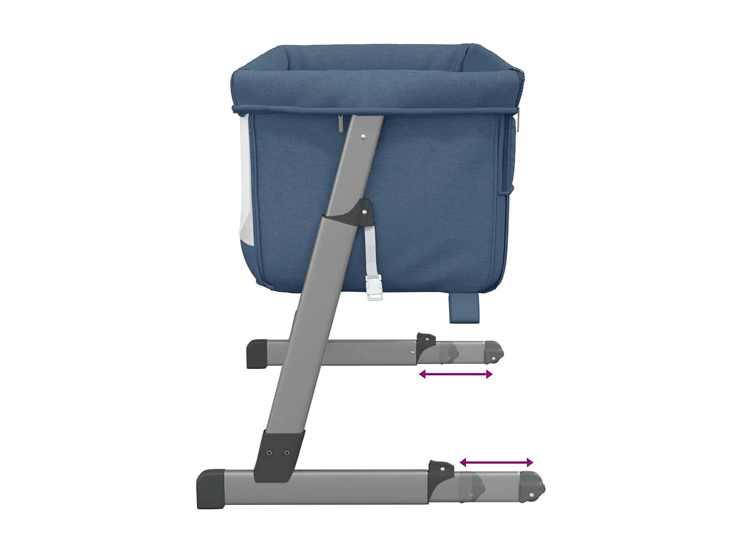 Lit pour bébé avec matelas Bleu marine Tissu de lin