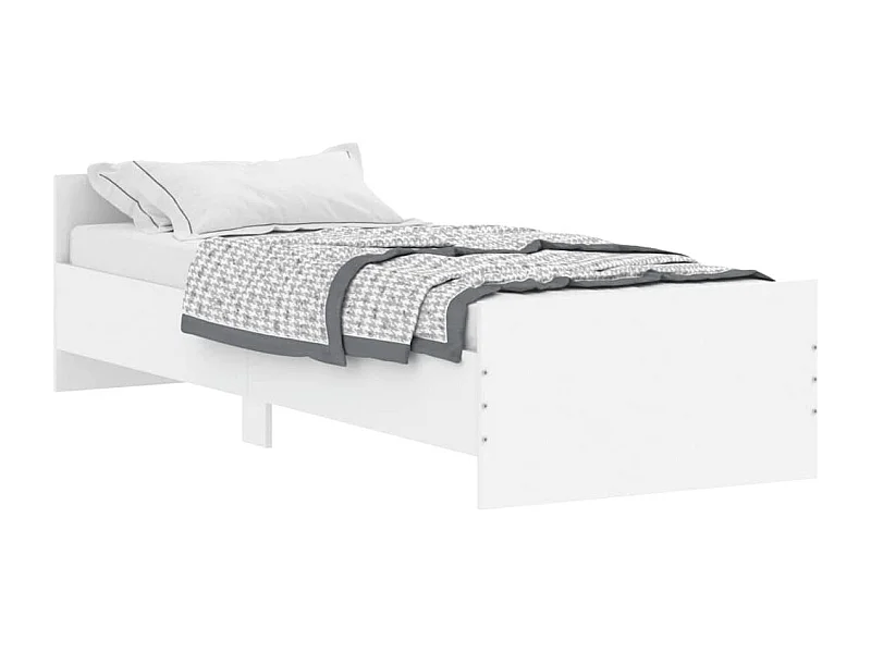 Cadre de lit blanc 75x190 petit simple bois d'ingénierie