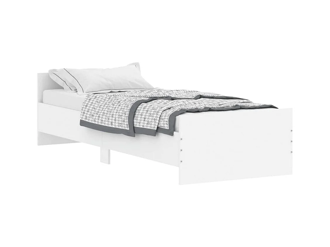 Cadre de lit blanc 75x190 petit simple bois d'ingénierie