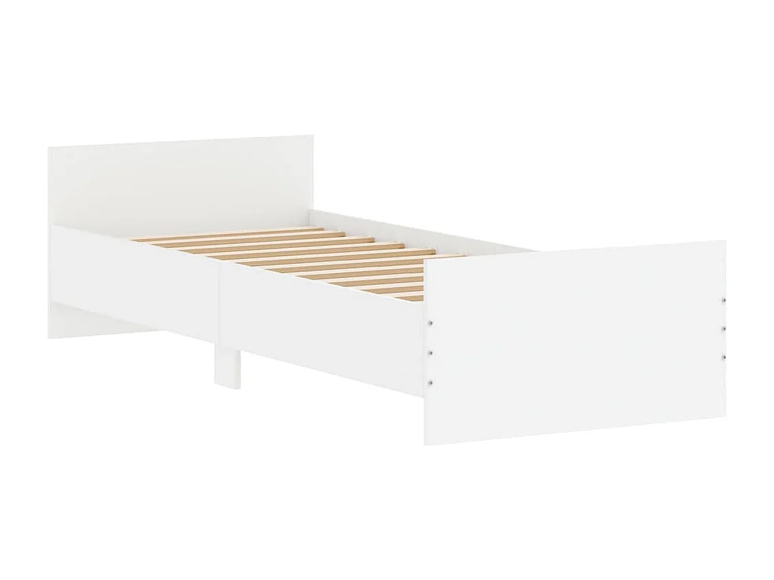 Cadre de lit blanc 75x190 petit simple bois d'ingénierie