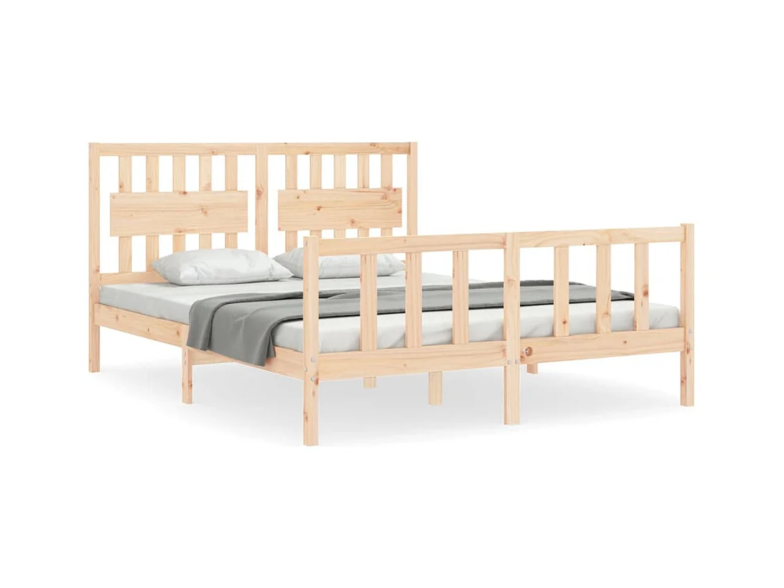 Cadre de lit avec tête de lit king size bois massif