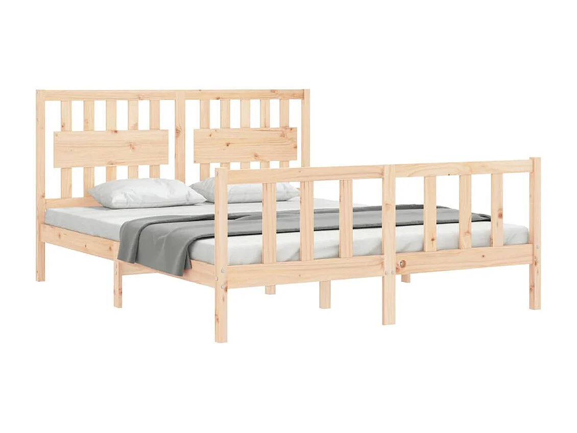 Cadre de lit avec tête de lit king size bois massif
