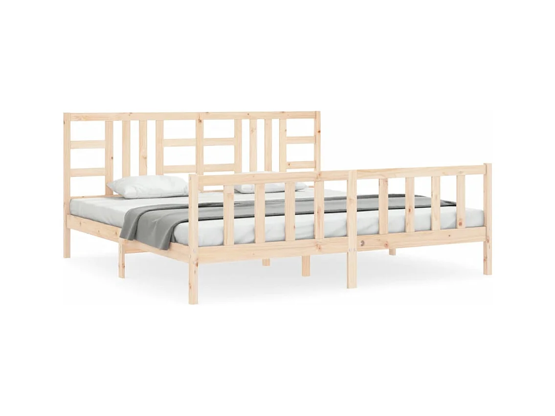 Cadre de lit avec tête de lit 200x200 bois massif