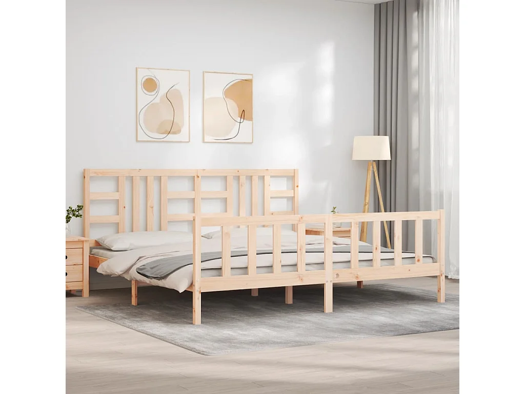 Cadre de lit avec tête de lit 200x200 bois massif