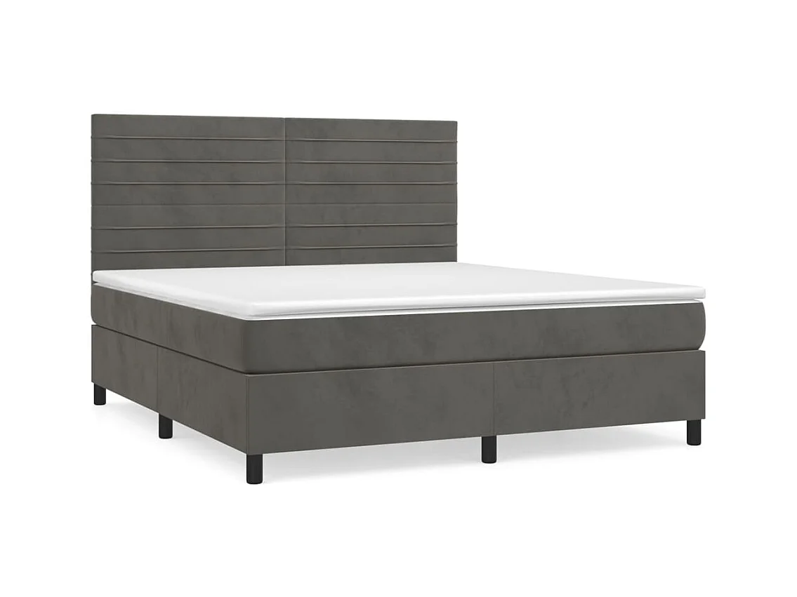 Sommier à lattes de lit et matelas Gris foncé 180x200 Velours