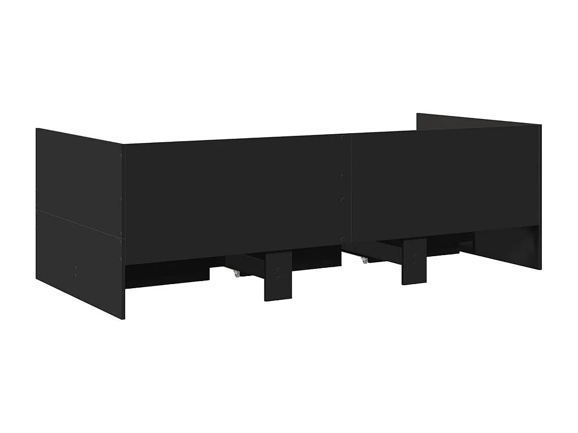 Lit de jour avec tiroirs noir 90x200 bois d'ingénierie