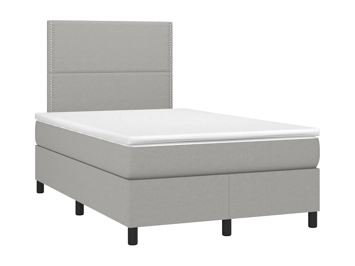 Sommier à lattes de lit et matelas gris clair 120x190 tissu