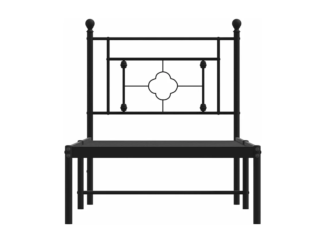 Cadre de lit métal avec tête de lit noir 80x200