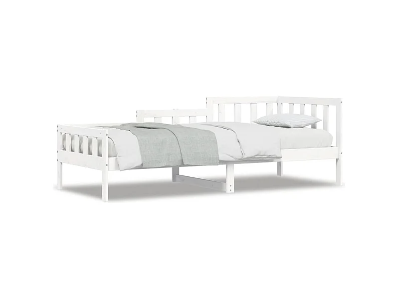 Lit de jour Blanc 90x200 Bois de pin massif