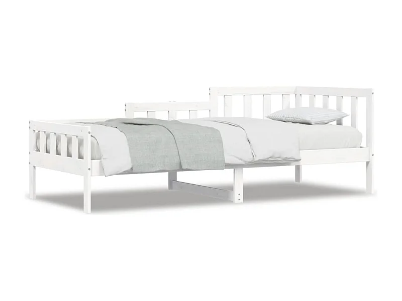 Lit de jour Blanc 90x200 Bois de pin massif