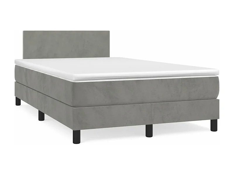 Sommier à lattes de lit et matelas gris clair 120x190 velours