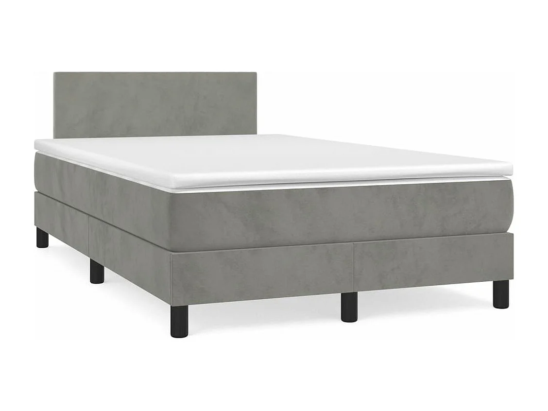 Sommier à lattes de lit et matelas gris clair 120x190 velours