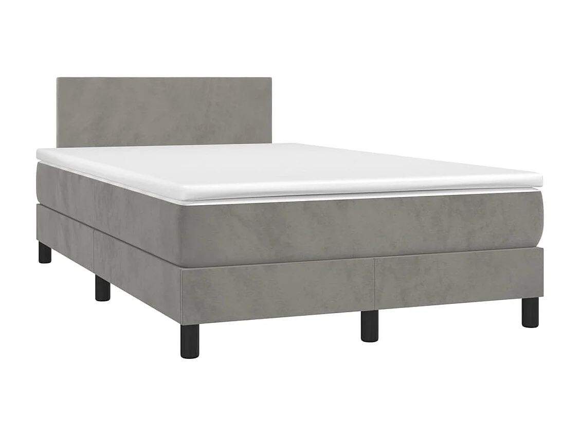 Sommier à lattes de lit et matelas gris clair 120x190 velours