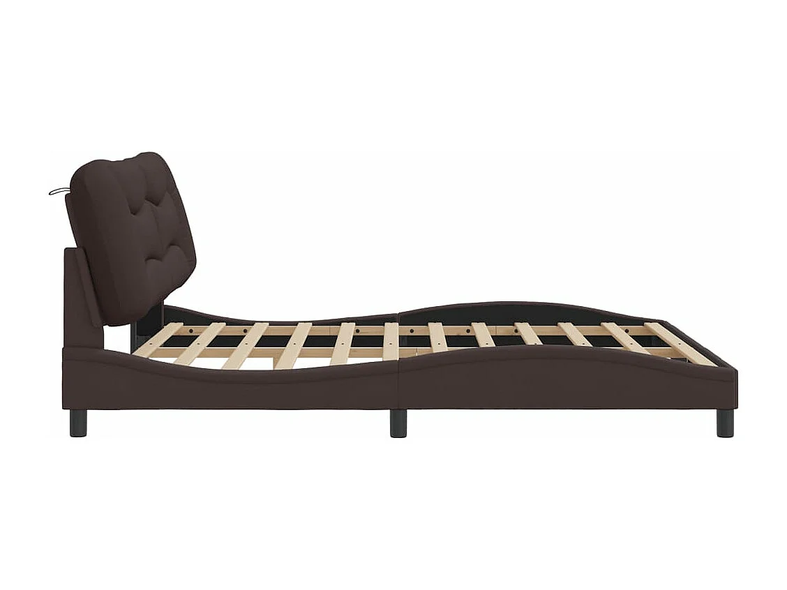 Cadre de lit avec tête de lit Marron foncé 180x200 Tissu
