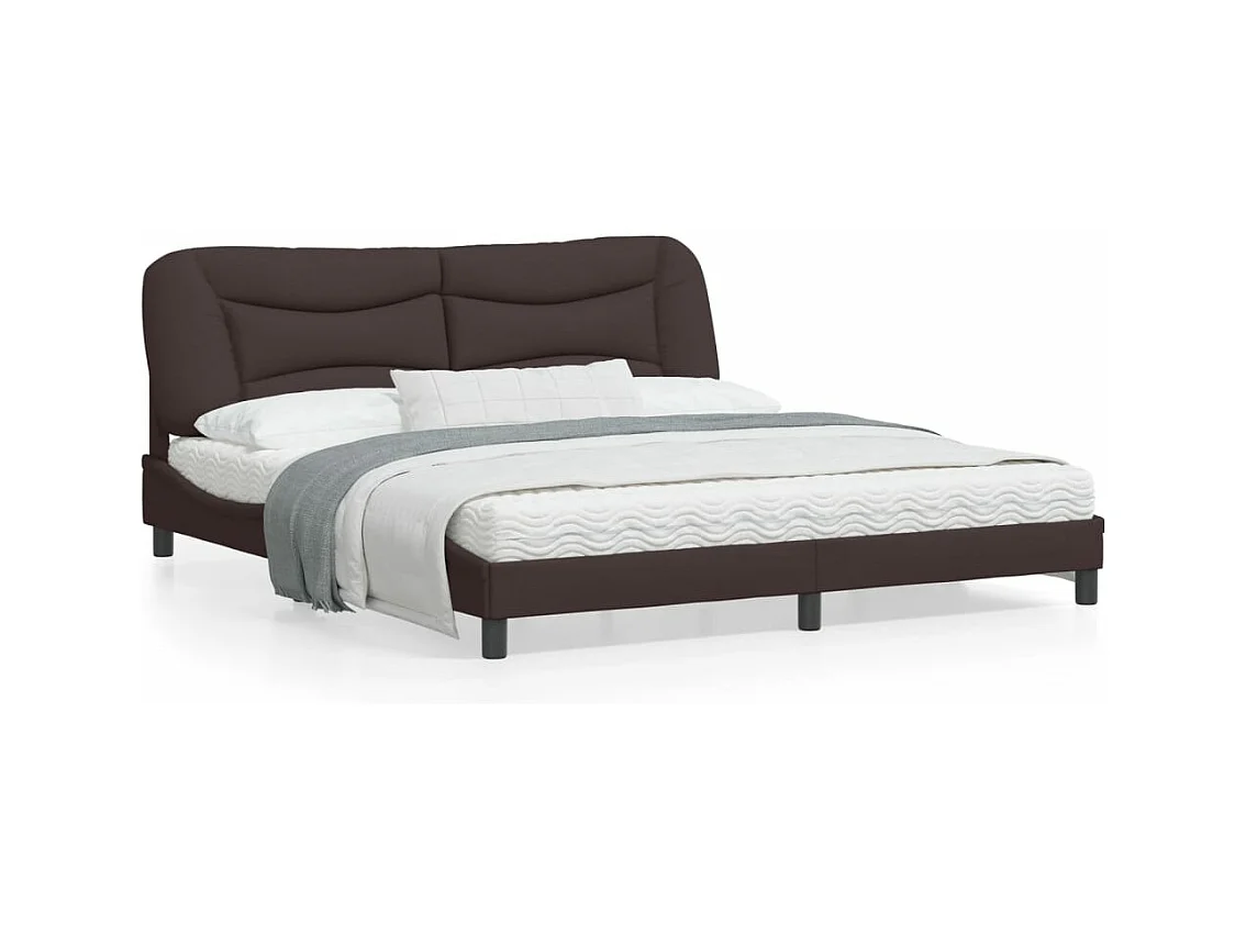 Cadre de lit avec tête de lit Marron foncé 180x200 Tissu