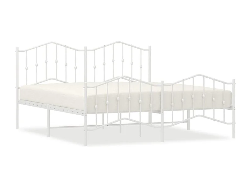 Cadre de lit métal avec tête de lit-pied de lit blanc 160x200