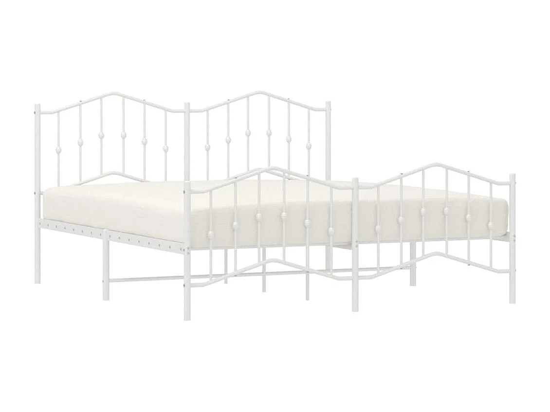 Cadre de lit métal avec tête de lit-pied de lit blanc 160x200