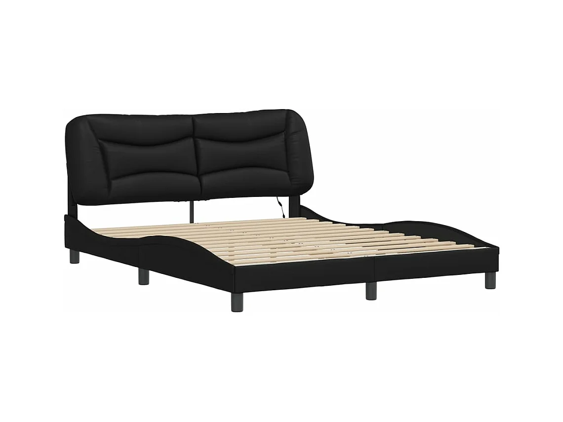 Cadre de lit avec lumières LED noir 160x200 similicuir