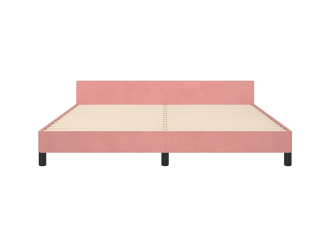 Cadre de lit avec tête de lit Rose 180x200 Velours