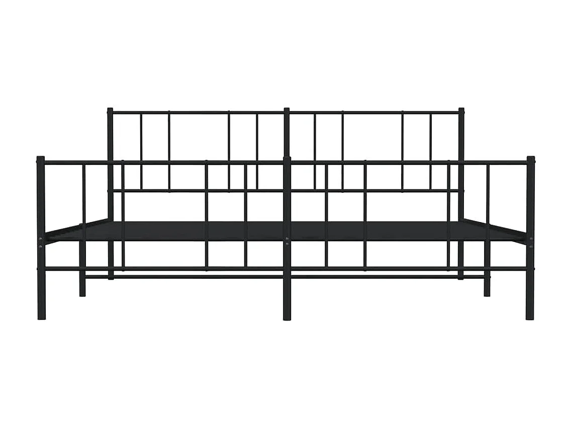 Cadre de lit métal avec tête de lit-pied de lit noir 180x200
