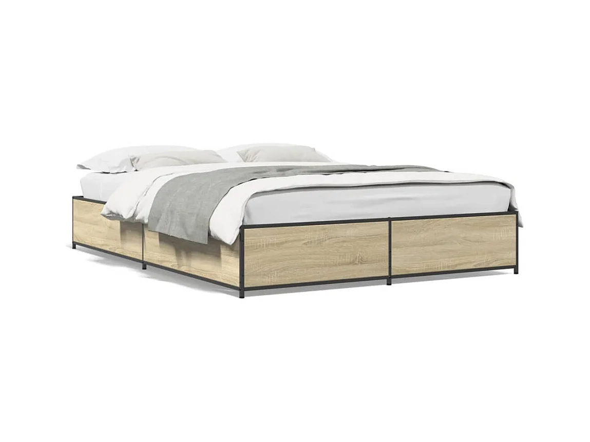 Cadre de lit chêne sonoma 120x200 bois d'ingénierie et métal