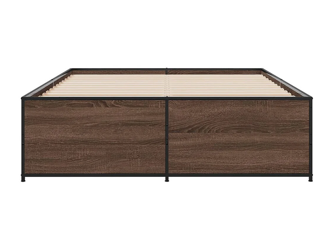 Cadre de lit chêne marron 135x190 bois d'ingénierie et métal