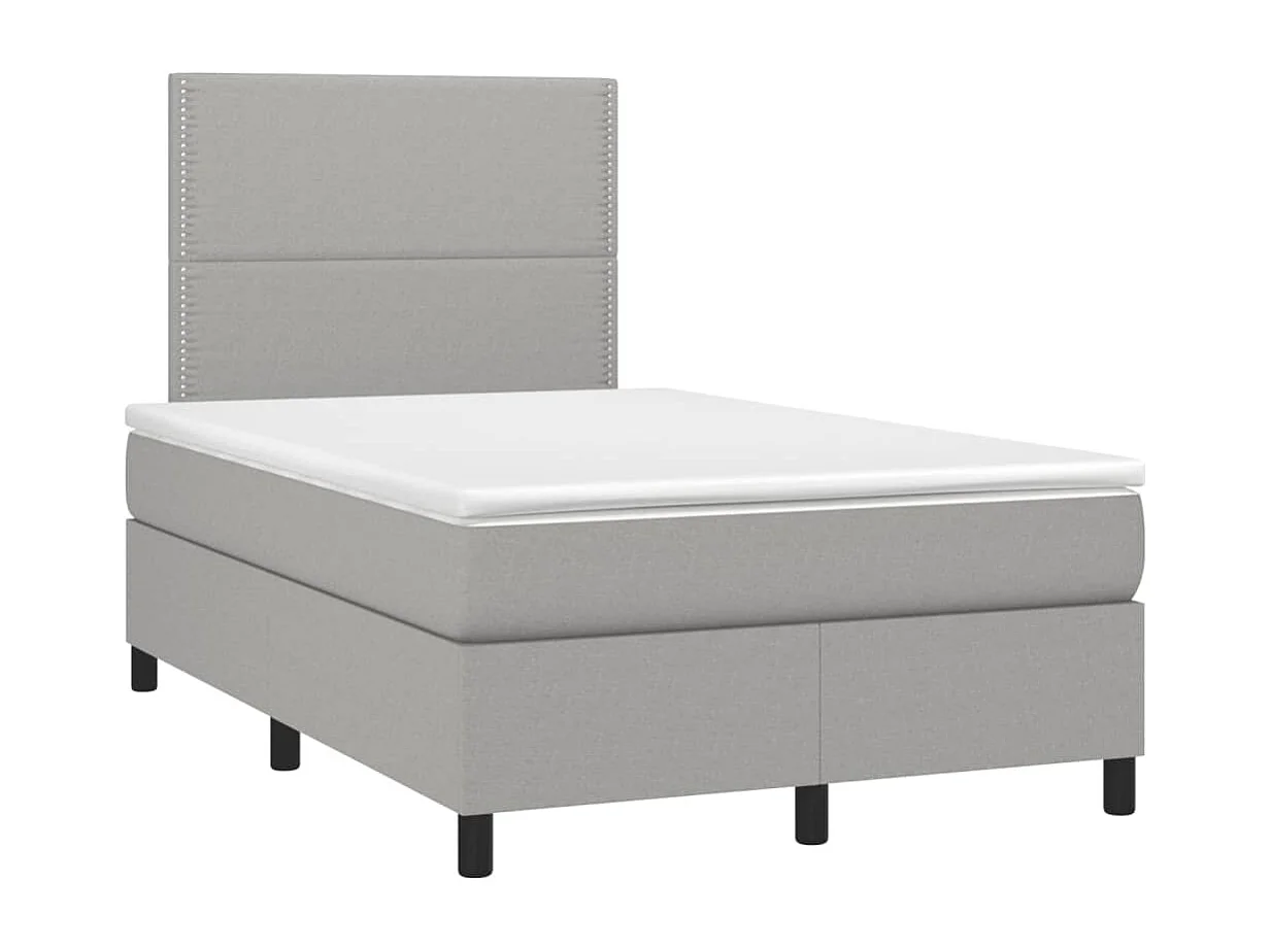 Sommier à lattes de lit matelas LED gris clair 120x190 tissu