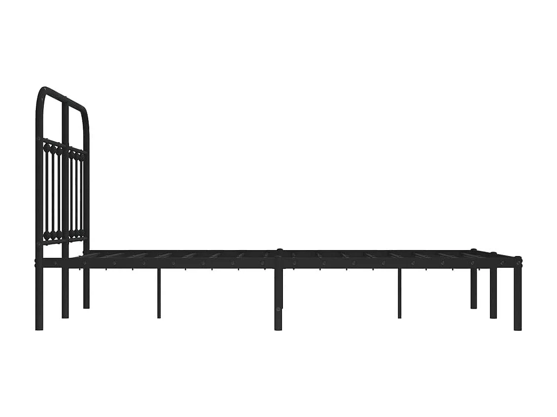 Cadre de lit métal avec tête de lit noir 120x200