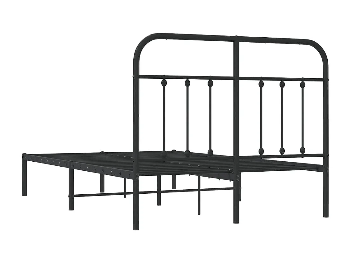 Cadre de lit métal avec tête de lit noir 120x200