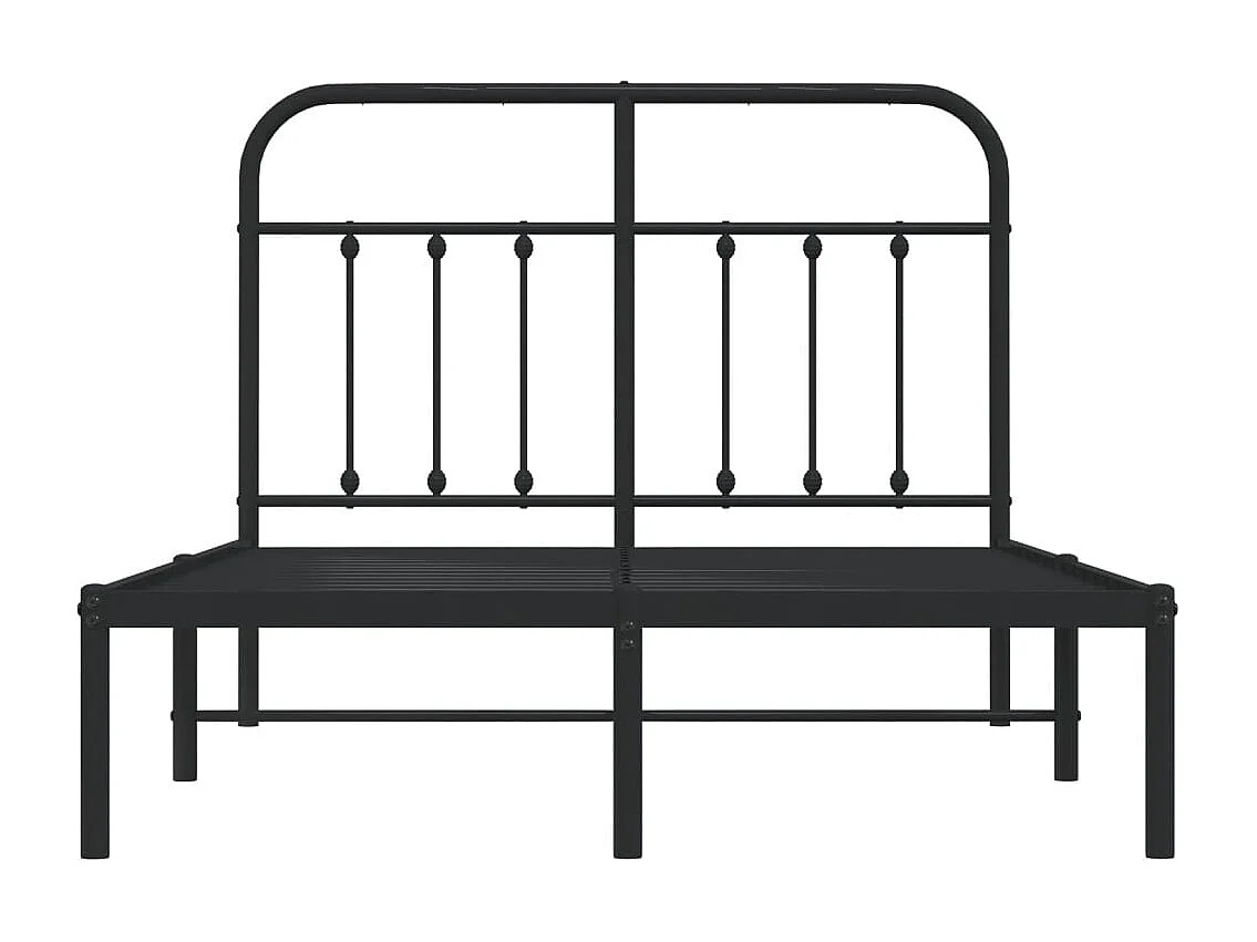 Cadre de lit métal avec tête de lit noir 120x200