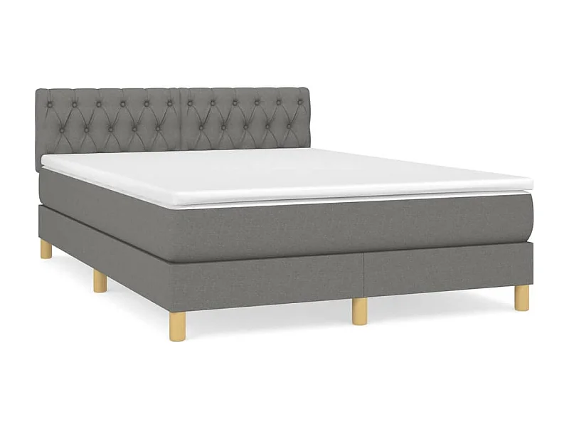 Sommier à lattes de lit avec matelas Gris foncé 140x190 Tissu